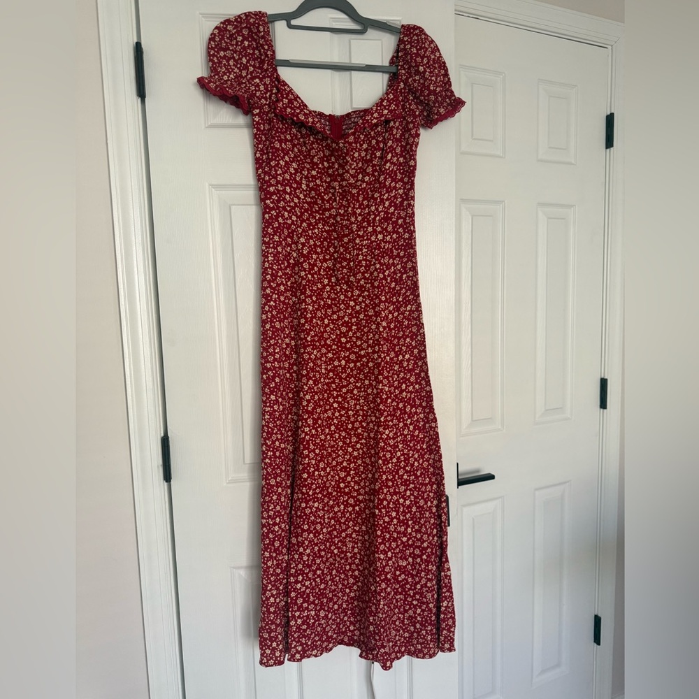 NWT Reformation Shyla Dress Red Floral Midi Last Tango Size 6 - Picture 6 of 7